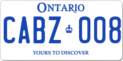 ON license plate CABZ008