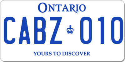 ON license plate CABZ010