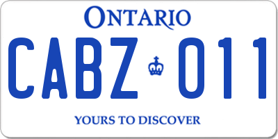 ON license plate CABZ011