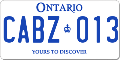 ON license plate CABZ013