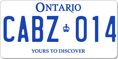 ON license plate CABZ014