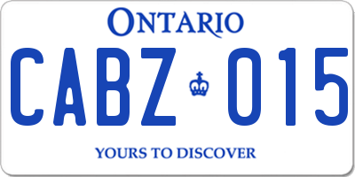 ON license plate CABZ015