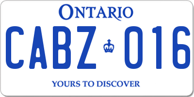 ON license plate CABZ016