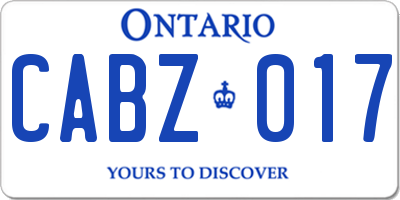 ON license plate CABZ017