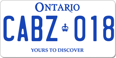 ON license plate CABZ018