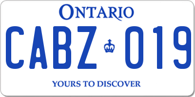 ON license plate CABZ019