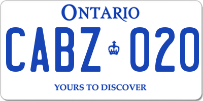 ON license plate CABZ020