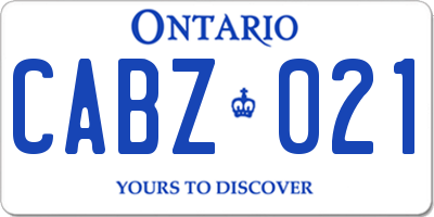 ON license plate CABZ021