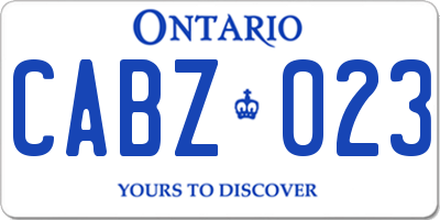 ON license plate CABZ023