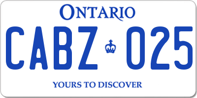 ON license plate CABZ025