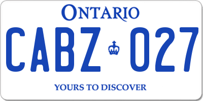 ON license plate CABZ027