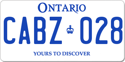 ON license plate CABZ028