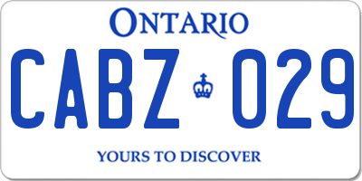 ON license plate CABZ029