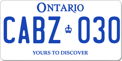 ON license plate CABZ030