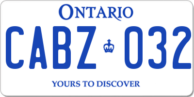 ON license plate CABZ032