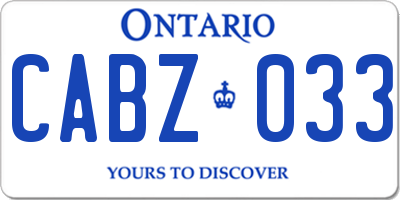 ON license plate CABZ033