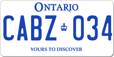 ON license plate CABZ034