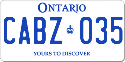 ON license plate CABZ035