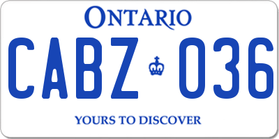 ON license plate CABZ036