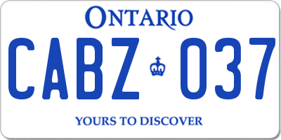 ON license plate CABZ037