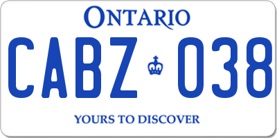 ON license plate CABZ038