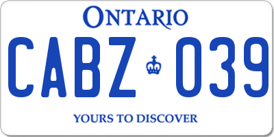 ON license plate CABZ039