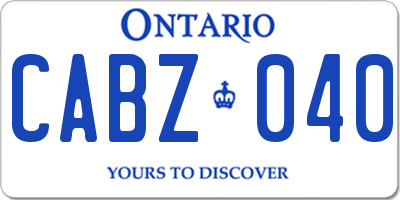 ON license plate CABZ040