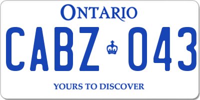 ON license plate CABZ043