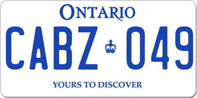 ON license plate CABZ049