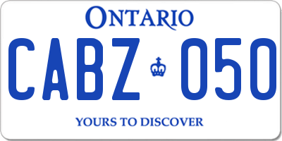 ON license plate CABZ050