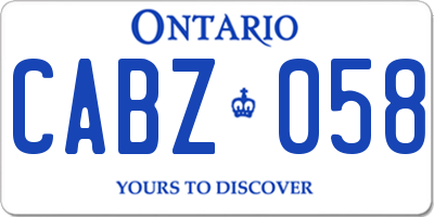 ON license plate CABZ058