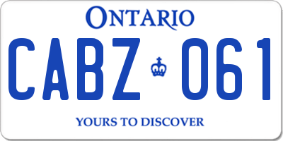 ON license plate CABZ061