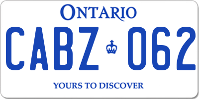 ON license plate CABZ062