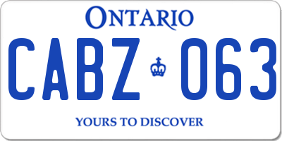 ON license plate CABZ063