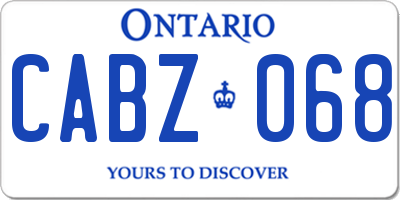 ON license plate CABZ068