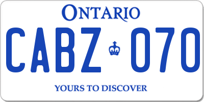 ON license plate CABZ070