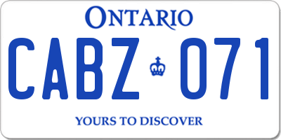 ON license plate CABZ071