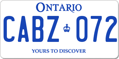 ON license plate CABZ072