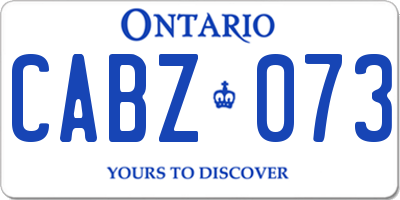 ON license plate CABZ073