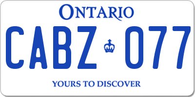 ON license plate CABZ077