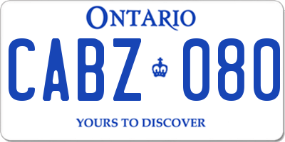 ON license plate CABZ080