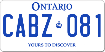 ON license plate CABZ081