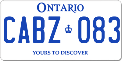 ON license plate CABZ083