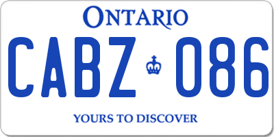 ON license plate CABZ086