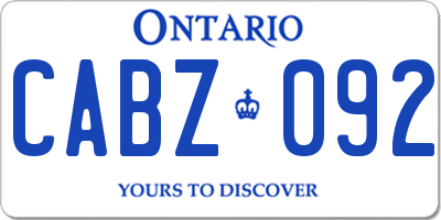 ON license plate CABZ092