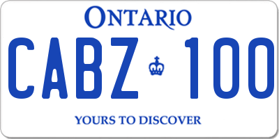 ON license plate CABZ100