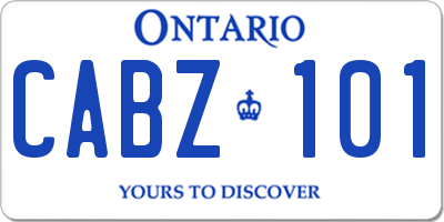 ON license plate CABZ101