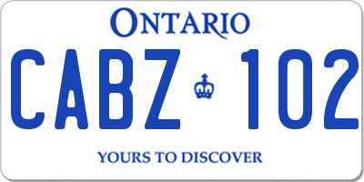 ON license plate CABZ102