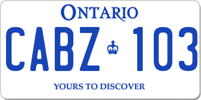 ON license plate CABZ103