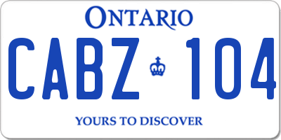 ON license plate CABZ104